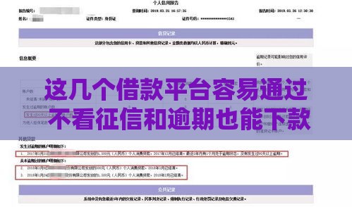 这几个借款平台容易通过 不看征信和逾期也能下款？