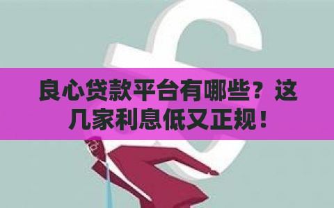 良心贷款平台有哪些？这几家利息低又正规！