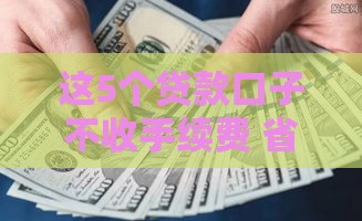 这5个贷款口子不收手续费 省心又靠谱