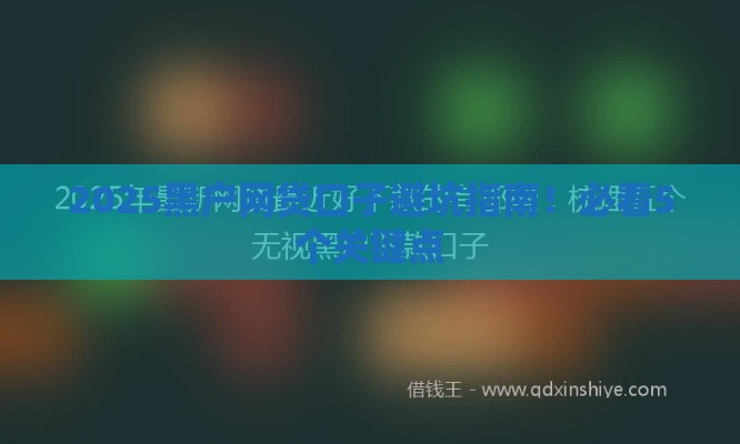 2025黑户网贷口子避坑指南！必看5个关键点