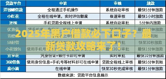 2025年黑户借款必下口子？最新贷款攻略来了！