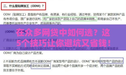 在众多网贷中如何选？这5个技巧让你避坑又省钱！