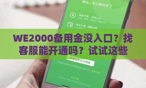 WE2000备用金没入口？找客服能开通吗？试试这些方法！