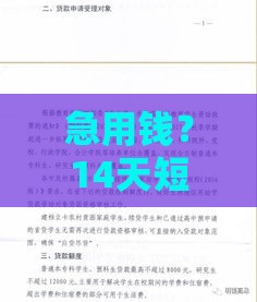 急用钱？14天短期借款靠谱平台盘点及避坑指南