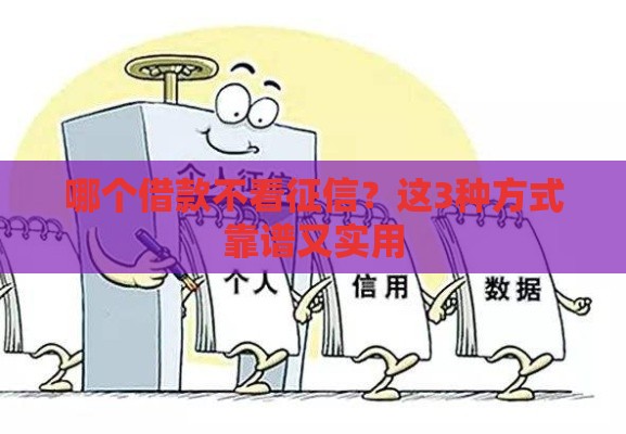 哪个借款不看征信？这3种方式靠谱又实用