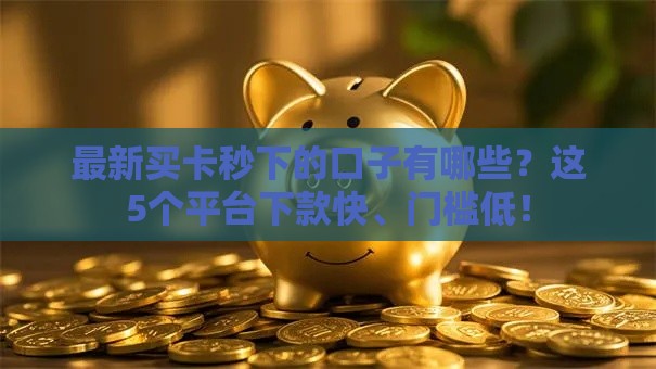 最新买卡秒下的口子有哪些？这5个平台下款快、门槛低！