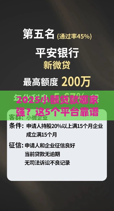 2025小额贷款哪家强？这5个平台靠谱又省心
