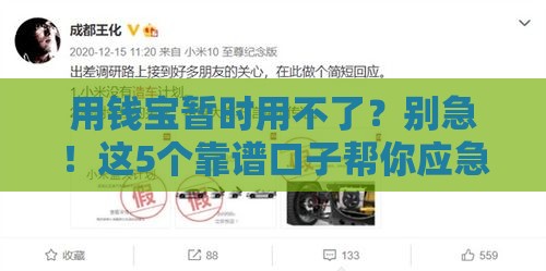用钱宝暂时用不了？别急！这5个靠谱口子帮你应急