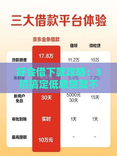 好会借下款攻略：3招搞定低息贷款不踩坑