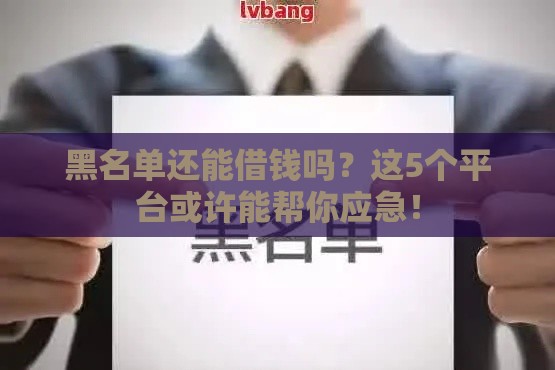 黑名单还能借钱吗？这5个平台或许能帮你应急！