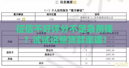 征信不好评分不足急用钱？试试这些贷款渠道！