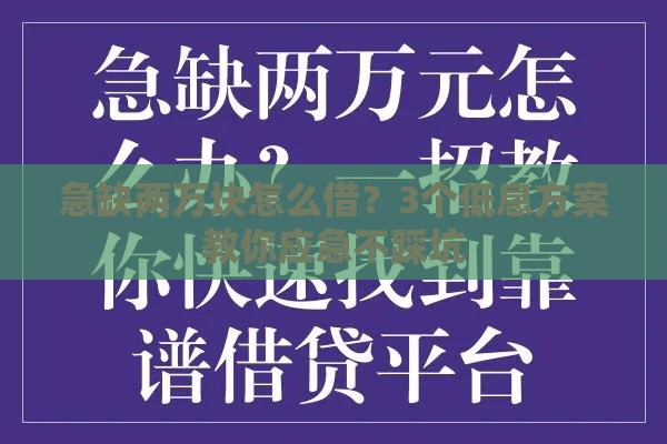 急缺两万块怎么借？3个低息方案教你应急不踩坑