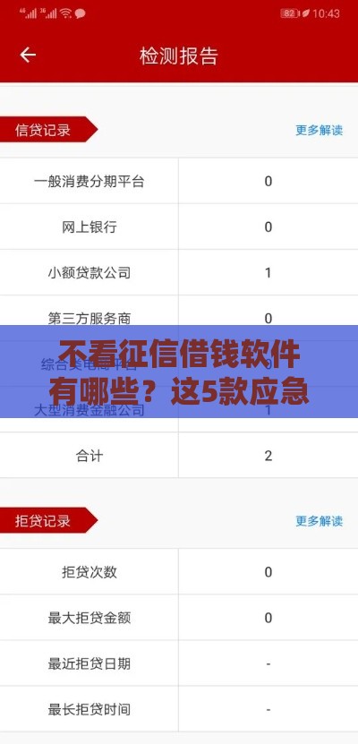 不看征信借钱软件有哪些？这5款应急借款平台实测