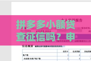 拼多多小额贷查征信吗？申请前必看3大重点