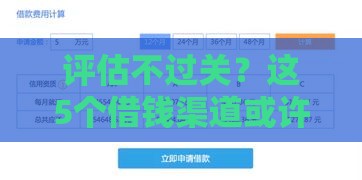 评估不过关？这5个借钱渠道或许能救急