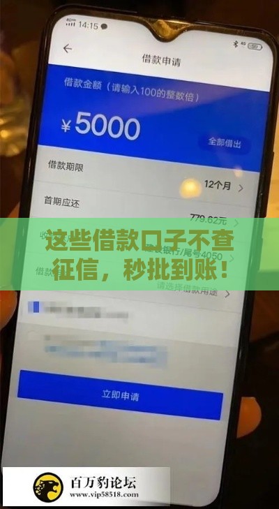 这些借款口子不查征信,秒批到账! 这些借款口子不查征信,秒批到账!