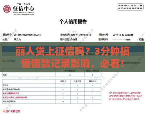 丽人贷上征信吗？3分钟搞懂借款记录影响，必看！