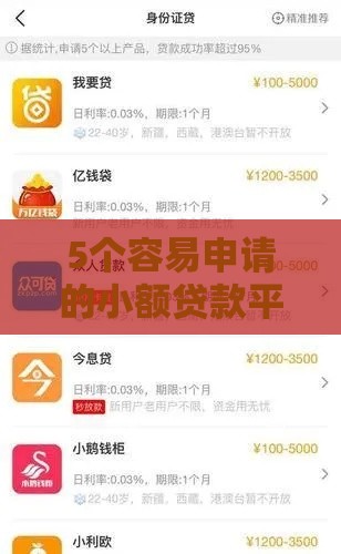 5个容易申请的小额贷款平台，快速到账不踩坑