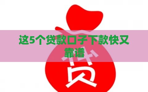 这5个贷款口子下款快又靠谱