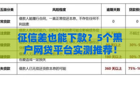 征信差也能下款？5个黑户网贷平台实测推荐！