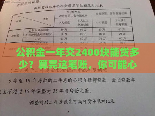 公积金一年交2400块能贷多少？算完这笔账，你可能心里有底了！