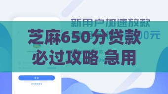 芝麻650分贷款必过攻略 急用钱必看这5大申请条件
