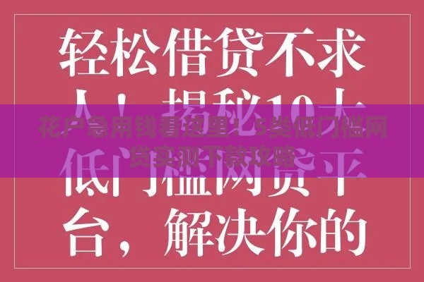 花户急用钱看这里！5类低门槛网贷实测下款攻略