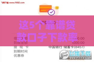 这5个靠谱贷款口子下款率超高