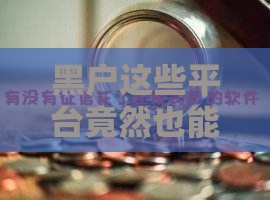 黑户这些平台竟然也能下款？