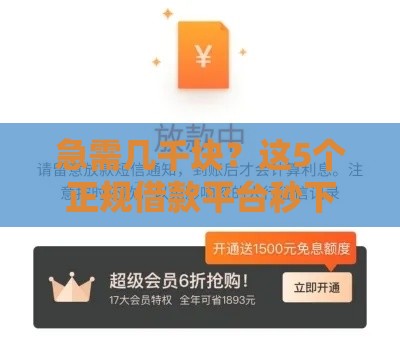 急需几千块？这5个正规借款平台秒下款，轻松解决燃眉急！