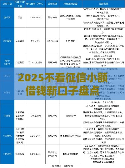 2025不看征信小额借钱新口子盘点
