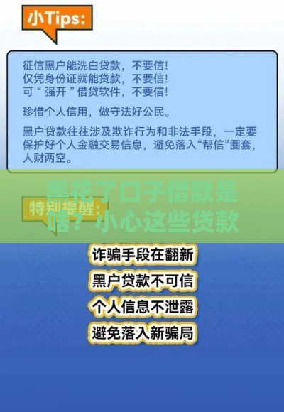 黑花了口子借款是啥？小心这些贷款风险！