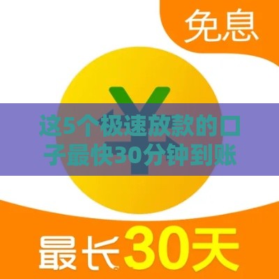 这5个极速放款的口子最快30分钟到账