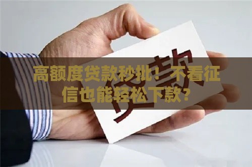 高额度贷款秒批！不看征信也能轻松下款？