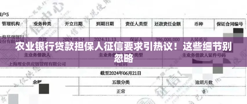农业银行贷款担保人征信要求引热议！这些细节别忽略