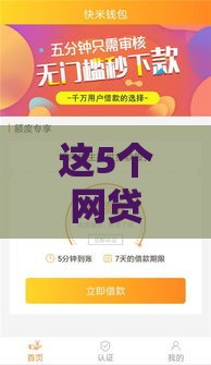这5个网贷口子下款快、门槛低，真实测评分享