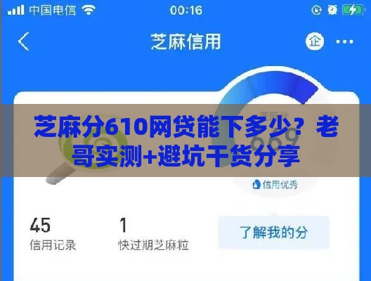 芝麻分610网贷能下多少？老哥实测+避坑干货分享