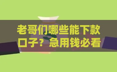 老哥们哪些能下款口子？急用钱必看这6个渠道！