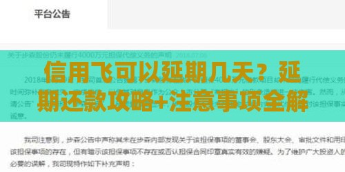 信用飞可以延期几天？延期还款攻略+注意事项全解析！