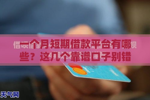 一个月短期借款平台有哪些？这几个靠谱口子别错过