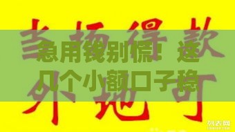 急用钱别慌！这几个小额口子稳定又好下款，亲测靠谱！
