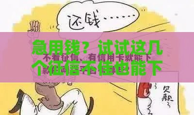 急用钱？试试这几个征信不佳也能下款的正规平台！