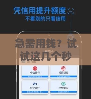 急需用钱？试试这几个秒批秒下的靠谱口子！