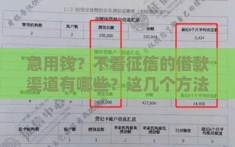 急用钱？不看征信的借款渠道有哪些？这几个方法值得试试！