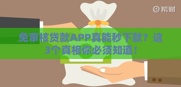免审核贷款APP真能秒下款？这3个真相你必须知道！