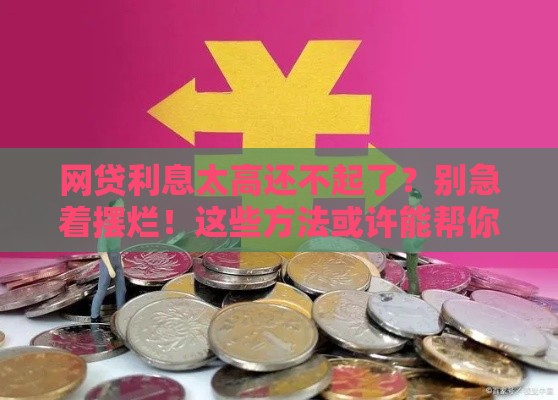网贷利息太高还不起了？别急着摆烂！这些方法或许能帮你