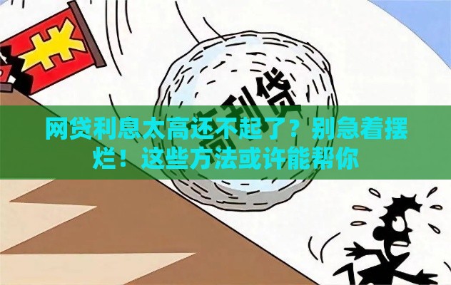 网贷利息太高还不起了？别急着摆烂！这些方法或许能帮你