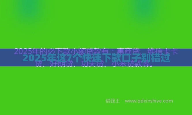 2025年这7个快速下款口子别错过