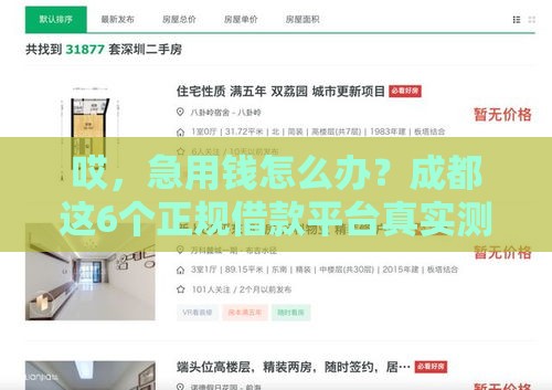 哎，急用钱怎么办？成都这6个正规借款平台真实测评！