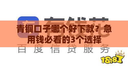 青铜口子哪个好下款？急用钱必看的3个选择